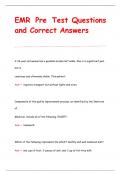 EMR Pre Test Questions  and Correct Answers