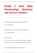 EXAM NUR 2060 Pharmacology Questions and Correct Answers