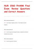 NUR 2060 PHARM Final  Exam Review Questions  and Correct Answers