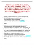 EMT JB LEARNING FINAL EXAM, STUDY GUIDE AND PRACTICE EXAM ACTUAL EXAM QUESTION BANK WITH QUESTIONS AND DETAILED CORRECT ANSWERS AND RATIONALES | LATEST VERSION