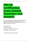 PMI-SP Certification Exam Sample Questions and answers