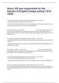 Henry VIII was responsible for the failures of English foreign policy( 1514-1529) Questions With Complete Accurate Answers Graded A+.