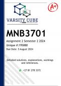 MNB3701 Assignment 2 (DETAILED ANSWERS) Semester 2 2024 - DISTINCTION GUARANTEED 