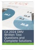 CA 2024 DMV Written Test Questions and Complete Solutions Graded A+.