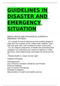 GUIDELINES IN DISASTER AND EMERGENCY SITUATION