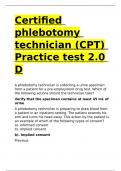 Certified phlebotomy technician (CPT) Practice test 2.0 D