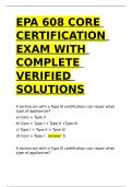 EPA 608 CORE CERTIFICATION EXAM WITH COMPLETE VERIFIED SOLUTIONS.