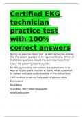 Certified EKG technician practice test with 100- correct answers.