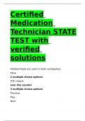 Certified Medication Technician STATE TEST with verified solutions