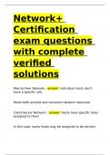 Network+ Certification exam questions with complete verified solutions.