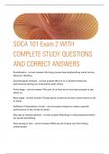 SOCA 101 Exam 2 WITH COMPLETE STUDY QUESTIONS AND CORRECT ANSWERS 