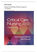 TEST BANK: Critical CareNursing a Holistic Approach 12th Edition by PATRICIA GONCE MORTON||NEWEST EDITION