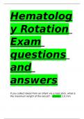 Hematology Rotation Exam questions and answers