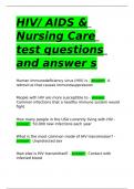 HIV/ AIDS & Nursing Care test questions and answers