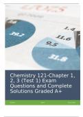 Chemistry 121-Chapter 1, 2, 3 (Test 1) Exam Questions and Complete Solutions Graded A+