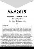 MNM2615 Assignment 1 (ANSWERS) Semester 2 2024 - DISTINCTION GUARANTEED