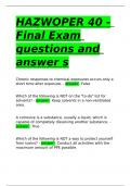 HAZWOPER 40 - Final Exam questions and answers