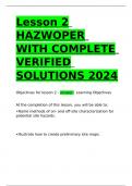 Lesson 2 HAZWOPER WITH COMPLETE VERIFIED SOLUTIONS 2024