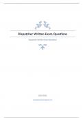 Dispatcher Written Exam Questions and answers 100% correct 