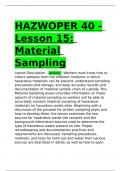 HAZWOPER 40 - Lesson 15 Material Sampling