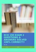 ECO 190 EXAM 2 QUESTIONS & ANSWERS SOLVED 100% CORRECT!!