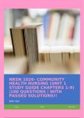 NRSN 1026- COMMUNITY HEALTH NURSING (UNIT 1 STUDY GUIDE CHAPTERS 1-9) |100 QUESTIONS | WITH PASSED SOLUTIONS!!