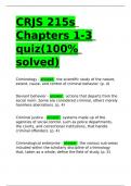 CRJS 215s Chapters 1-3 quiz(100- solved).