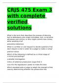 CRJS 475 Exam 3 with complete verified solutions