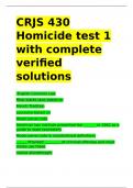 CRJS 430 Homicide test 1 with complete verified solutions.