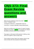 CRJS 373 Final Exam Review questions and answers.