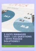 5 GUYS MANAGER TEST | 125 QUESTIONS | WITH PASSED SOLUTIONS!!