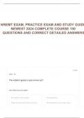 NREMT EXAM, PRACTICE EXAM AND STUDY GUIDE NEWEST 2024 COMPLETE COURSE 150 QUESTIONS AND CORRECT DETAILED ANSWERS