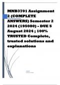 MNB3701 Assignment 2 (COMPLETE ANSWERS) Semester 2 2024 (195080) - DUE 5 August 2024 ; 100% TRUSTED Complete, trusted solutions and explanations