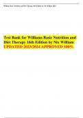 Test Bank for Williams Basic Nutrition and Diet Therapy 16th Edition by Nix William UPDATED 2023/2024 APPROVED 100%.