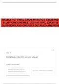 DAVITA PCT FINAL EXAM, PRACTICE EXAM AND STUDY GUIDE NEWEST 2024 ACTUAL EXAM 100 QUESTIONS AND CORRECT DETAILED ANSWERS