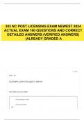 303 NC POST LICENSING EXAM NEWEST 2024 ACTUAL EXAM 100 QUESTIONS AND CORRECT DETAILED ANSWERS (VERIFIED ANSWERS) |ALREADY GRADED A