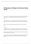 Philosophy of Religion Final Exam Study Guide Questions and Answers