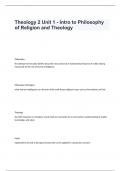 Theology 2 Unit 1 - Intro to Philosophy of Religion and Theology Exam Questions and Answers