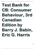 Test Bank for CB3: Consumer Behaviour, 3rd Canadian Edition by Barry J. Babin|| Complete Guide A+