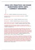 2024 CPC PRACTICE 150 EXAM QUESTIONS WITH 100% CORRECT ANSWERS