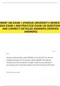 MGMT 200 EXAM 1 (PURDUE UNIVERSITY) NEWEST 2024 EXAM 1 AND PRACTICE EXAM 120 QUESTIONS AND CORRECT DETAILED ANSWERS (VERIFIED ANSWERS)