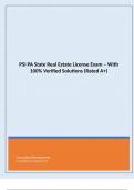 PSI PA State Real Estate License Exam – With 100% Verified Solutions (Rated A+)