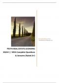 PSI PA REAL ESTATE LICENSING EXAM || With Complete Questions & Answers (Rated A+)