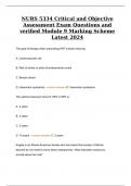 NURS 5334 Critical and Objective Assessment Exam Questions and verified Module 9 Marking Scheme Latest 2024