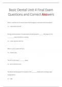 Basic Dental Unit 4 Final Exam Questions and Correct Answers 