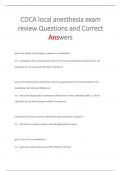 CDCA local anesthesia exam  review Questions and Correct  Answers