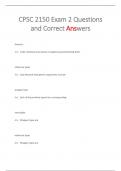 CPSC 2150 Exam 2 Questions  and Correct Answers