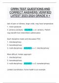 CRRN TEST QUESTIONS AND CORRECT ANSWERS VERIFIED LATEST 2023-2024 GRADE A +