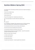 Nutrition Midterm Spring 2024 Questions and Answers 2024