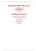 Instructor's Manual for Biological Science 3rd Canadian Edition By Scott Freeman, Michael Harrington, Joan Sharp (All Chapters, 100% Original Verified, A+ Grade)